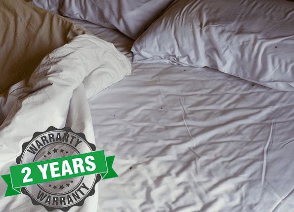 bed bugs on mattress, 2 year warranty