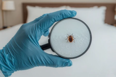 bed bug through magnifying glass