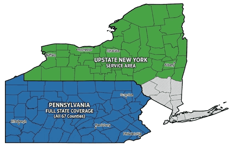 Enviropest service area for New York and Pennsylvania
